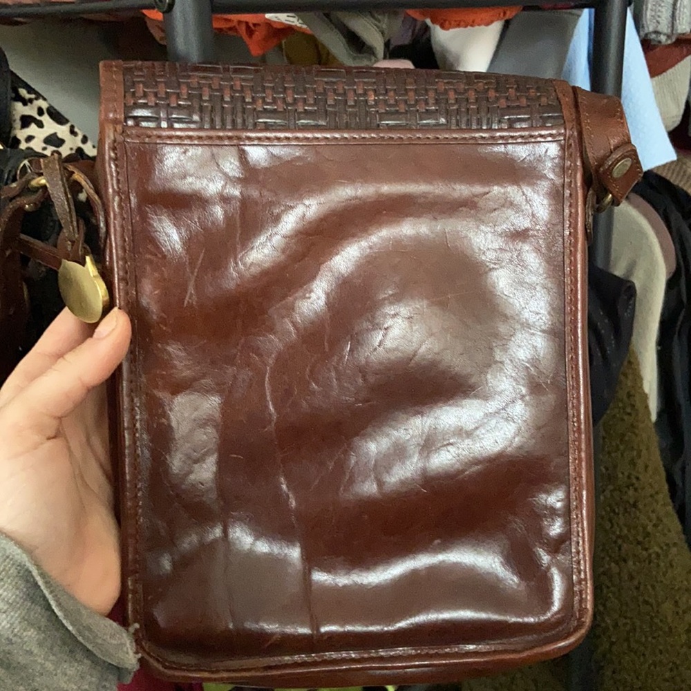 Brahmin Vintage Genuine Leather Woven Wicker Purse - Picture 8 of 9